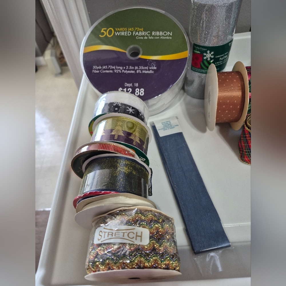 RIBBON: 8 Rolls , New Unopened.  Total 294  Feet Then Partial Rolls Added
